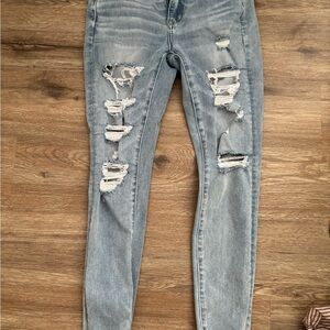 American Eagle Outfitters Ripped Light Blue Skinny Jeans